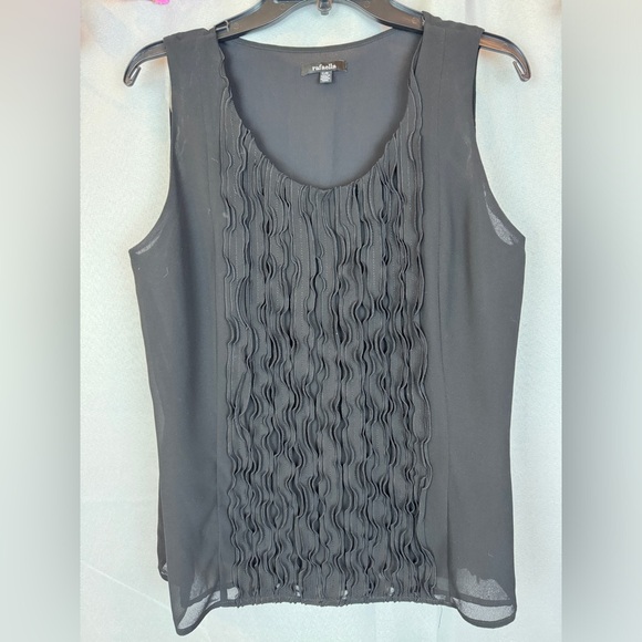 Rafaella Tops - Rafaella Sleeveless Black Ruffled Blouse- Sz Large
